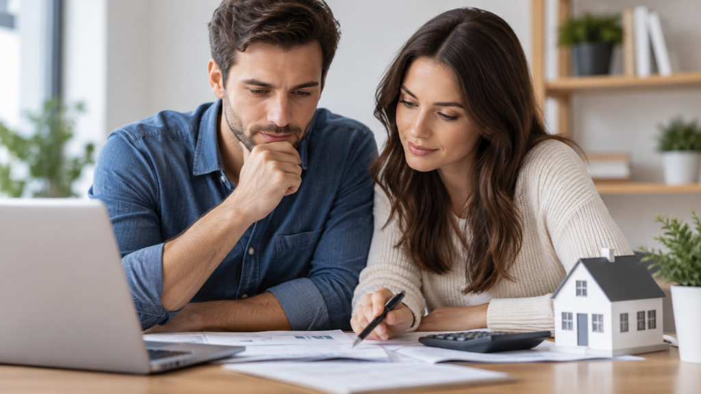 Couple étudiant un projet immobilier