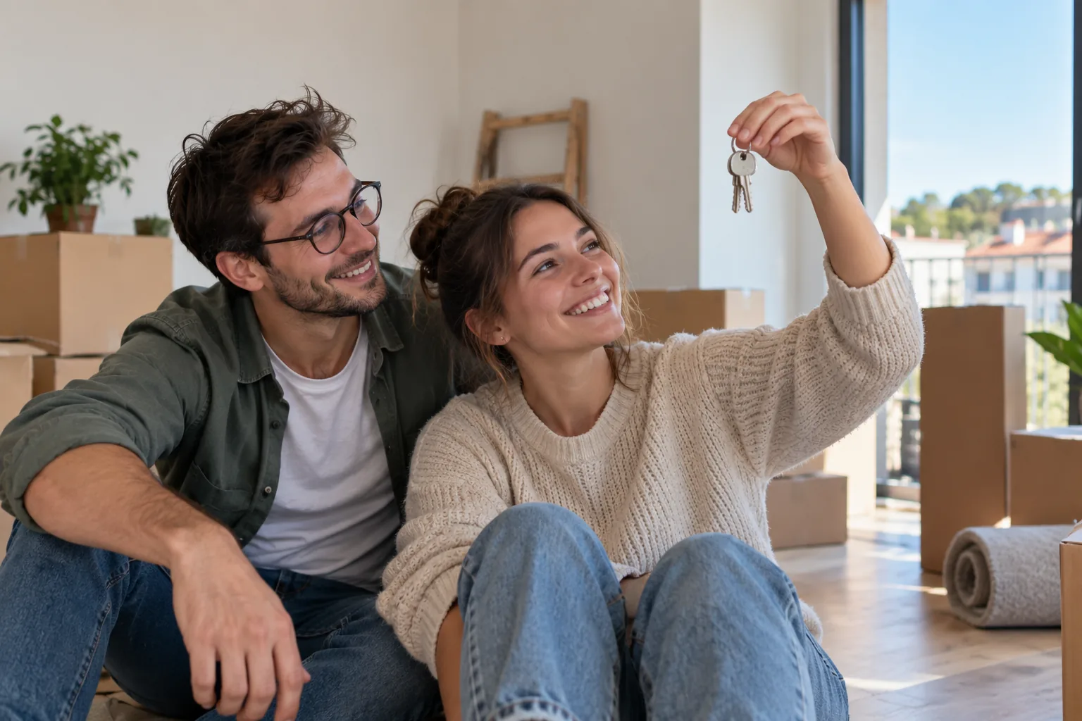 Jeune couple dans son nouveau logement