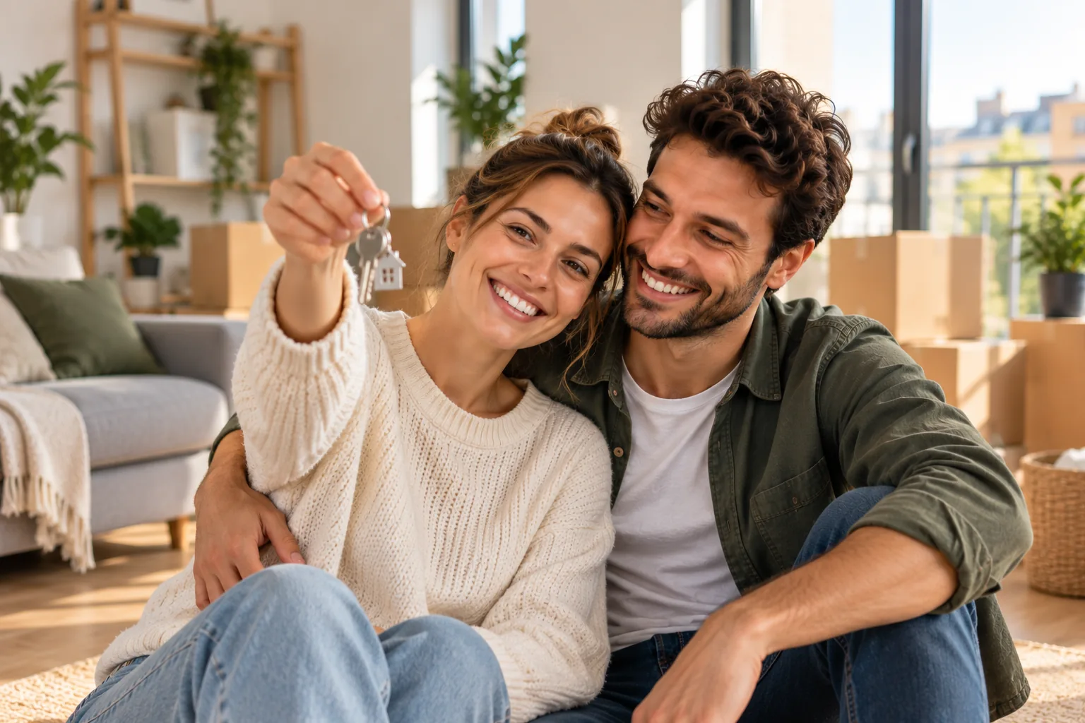 Jeune couple après la concrétisation de son projet immobilier